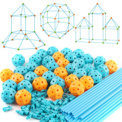 科教拼插帳篷城堡插珠 diy兒童建築城堡帳篷益智玩具配件散裝