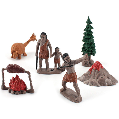 兒童仿真遠古史前洞穴人生活打獵場景套裝 原古時代動物模型擺件 兒童仿真遠古史前洞穴人生活打獵場景套裝 原古時代動物模型擺件