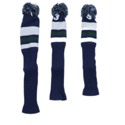 高爾夫木桿 135號針織毛線3點套藏藍色 一號木/球道木 針織保護套