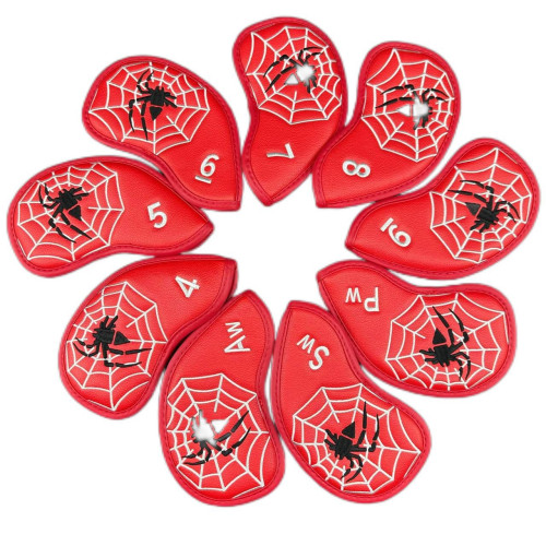 蜘蛛刺綉高爾夫鐵桿套 保護套防水耐磨高爾夫用品 蜘蛛刺綉高爾夫鐵桿套 保護套防水耐磨高爾夫用品