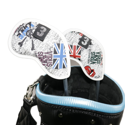 紅米字藍米字骷髏頭英國骷顱10點鐵桿套帽套高爾夫球桿套 紅米字藍米字骷髏頭英國骷顱10點鐵桿套帽套高爾夫球桿套