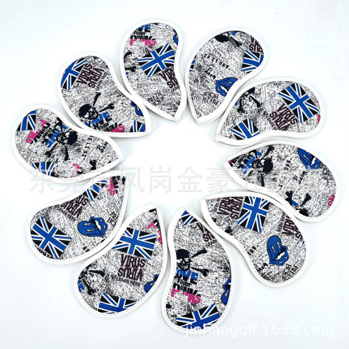 紅米字藍米字骷髏頭英國骷顱10點鐵桿套帽套高爾夫球桿套 紅米字藍米字骷髏頭英國骷顱10點鐵桿套帽套高爾夫球桿套