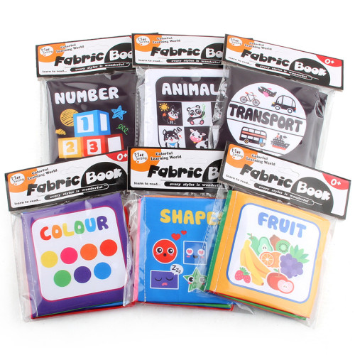 寶寶啓矇早教黑白布書 嬰幼兒認知撕不爛帶響紙手掌布書