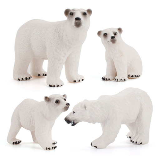 仿真北極熊動物實心模型套裝 行走小北極熊模型玩具 仿真北極熊動物實心模型套裝 行走小北極熊模型玩具