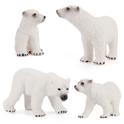 仿真北極熊動物實心模型套裝 行走小北極熊模型玩具 仿真北極熊動物實心模型套裝 行走小北極熊模型玩具