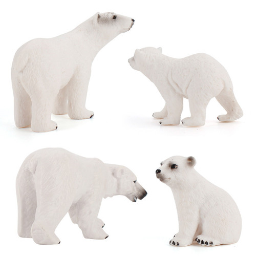仿真北極熊動物實心模型套裝 行走小北極熊模型玩具 仿真北極熊動物實心模型套裝 行走小北極熊模型玩具