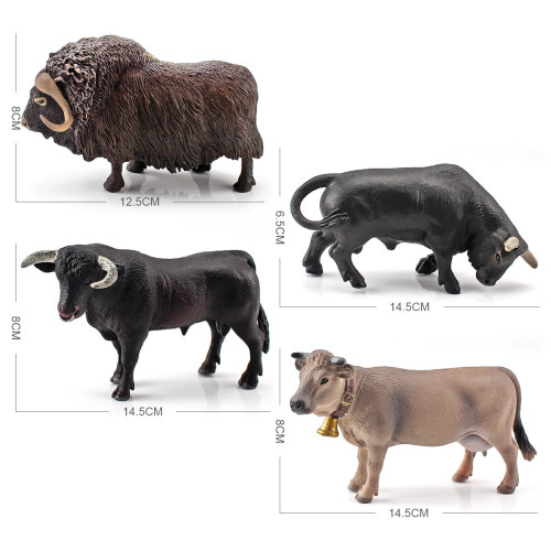 仿真牧場沙盤動物模型 瑞士褐牛麝牛模型桌面擺件玩具 仿真牧場沙盤動物模型 瑞士褐牛麝牛模型桌面擺件玩具