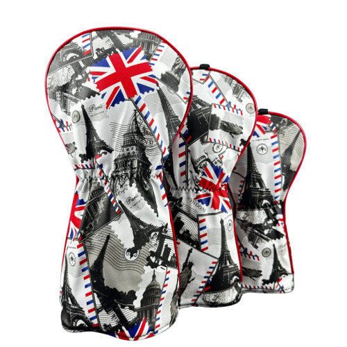 高爾夫木桿套紅米字巴黎鐵塔木桿套球桿帽套高爾夫配件 高爾夫木桿套紅米字巴黎鐵塔木桿套球桿帽套高爾夫配件