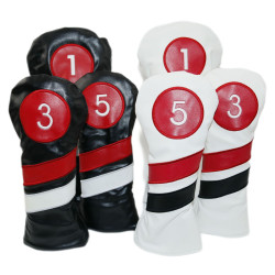 高爾夫雙拼色斜條木桿套一號木/球道木/鐵木桿頭套球桿帽套