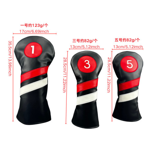 高爾夫雙拼色斜條木桿套一號木/球道木/鐵木桿頭套球桿帽套 高爾夫雙拼色斜條木桿套一號木/球道木/鐵木桿頭套球桿帽套