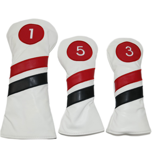 高爾夫雙拼色斜條木桿套一號木/球道木/鐵木桿頭套球桿帽套 高爾夫雙拼色斜條木桿套一號木/球道木/鐵木桿頭套球桿帽套