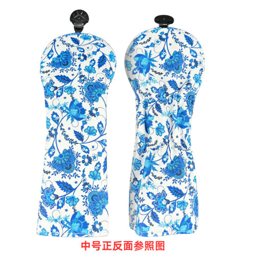 高爾夫藍色花朵木桿套一號木/球道木/鐵木桿頭套球桿帽套 高爾夫藍色花朵木桿套一號木/球道木/鐵木桿頭套球桿帽套