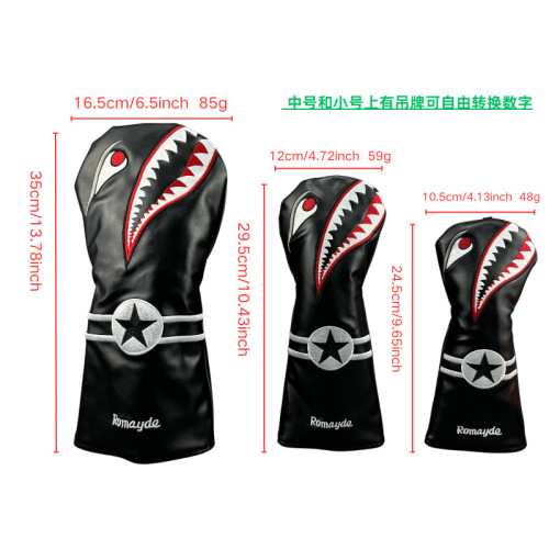 高爾夫鯊魚木桿套一號木球道木鐵木桿推桿套桿頭球頭保護帽套 高爾夫鯊魚木桿套一號木球道木鐵木桿推桿套桿頭球頭保護帽套