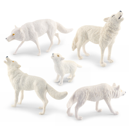 仿真靜態森林動物白狼模型狼崽北極狼咆哮狼靜態桌面擺件玩具 仿真靜態森林動物白狼模型狼崽北極狼咆哮狼靜態桌面擺件玩具