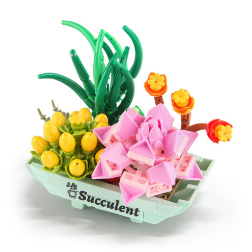 兒童積木玩具插花積木盆栽diy拼裝小顆粒積木花卉套裝 兒童積木玩具插花積木盆栽diy拼裝小顆粒積木花卉套裝