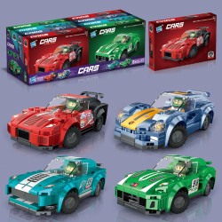  兒童小顆粒拼裝積木賽車汽車積木模型拼裝禮品玩具