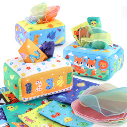  12件套寶寶布書紙巾盒套裝 動物海洋布書早教益智嬰兒玩具