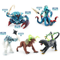 仿真實心神話動物魔獸水蟹怪章魚怪冰魔人石牛黑豹怪靜態模型玩具