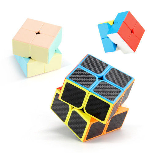 科教帶彈簧順滑二階魔方順滑旋轉實色碳纖維正階魔方盒裝