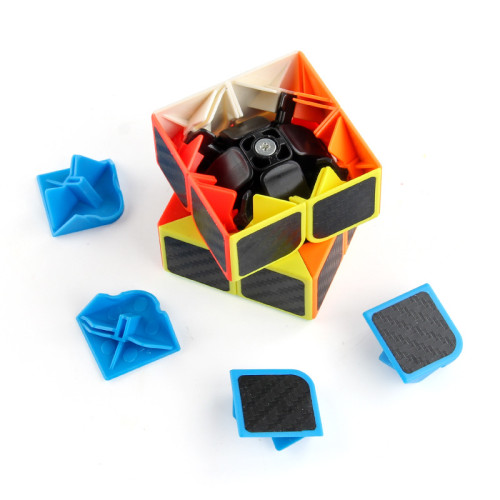 科教帶彈簧順滑二階魔方順滑旋轉實色碳纖維正階魔方盒裝