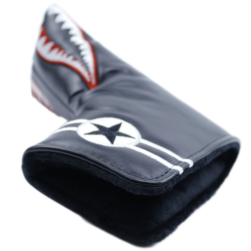 鯊魚直條半圓型黑高爾夫用品配件 高爾夫球桿推桿帽套