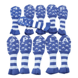 高爾夫球桿套高爾夫用品配件高爾夫球桿毛線藍色針織11個裝鐵桿