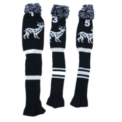 高爾夫球桿套高爾夫用品配件 高爾夫球桿黑色山羊毛線針織木桿套