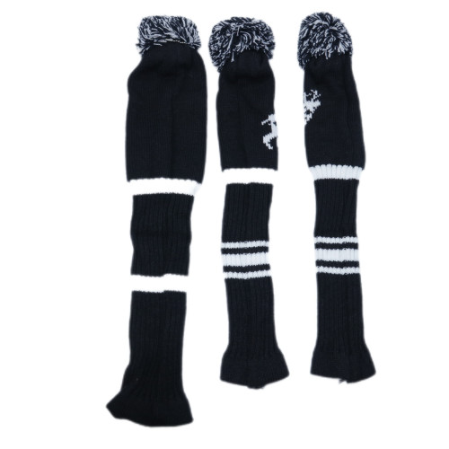 高爾夫球桿套高爾夫用品配件 高爾夫球桿黑色山羊毛線針織木桿套