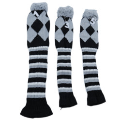 高爾夫球桿套高爾夫用品配件高爾夫球桿灰色針織毛線帽套菱形