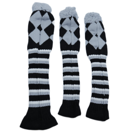 高爾夫球桿套高爾夫用品配件高爾夫球桿灰色針織毛線帽套菱形