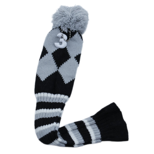 高爾夫球桿套高爾夫用品配件高爾夫球桿灰色針織毛線帽套菱形