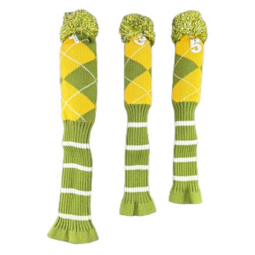 高爾夫菱形毛線套球桿套針織伸縮襪套款高爾夫用品配件