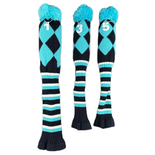 高爾夫菱形毛線套球桿套針織伸縮襪套款高爾夫用品配件
