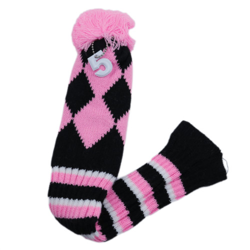 高爾夫菱形毛線套球桿套針織伸縮襪套款高爾夫用品配件