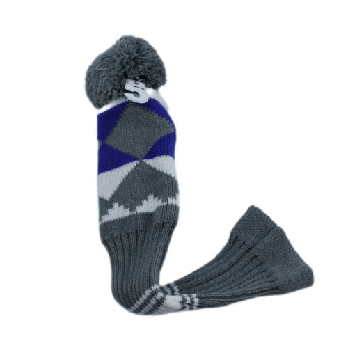 高爾夫毛線針織球桿套藍灰色菱形135木用高爾夫用品配件