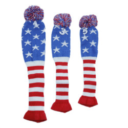 高爾夫球桿套高爾夫用品配件 高爾夫球桿藍色五角星針織木桿套