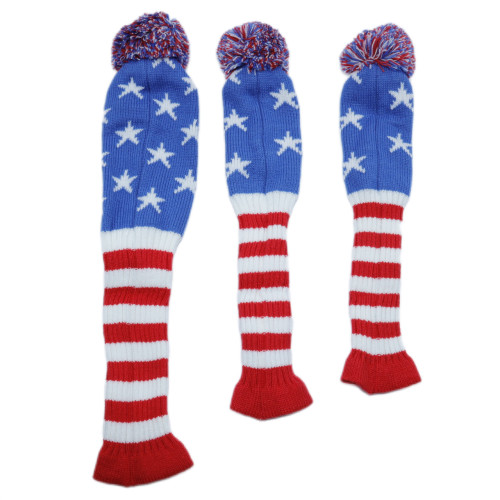 高爾夫球桿套高爾夫用品配件 高爾夫球桿藍色五角星針織木桿套