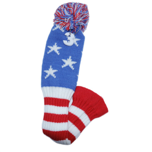 高爾夫球桿套高爾夫用品配件 高爾夫球桿藍色五角星針織木桿套