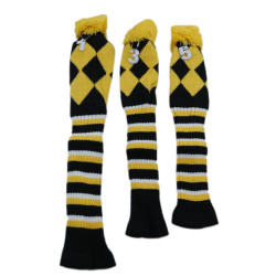 高爾夫球桿套高爾夫用品配件 高爾夫球桿黃色毛線菱形針織套