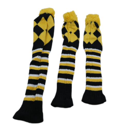 高爾夫球桿套高爾夫用品配件 高爾夫球桿黃色毛線菱形針織套 高爾夫球桿套高爾夫用品配件 高爾夫球桿黃色毛線菱形針織套