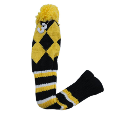 高爾夫球桿套高爾夫用品配件 高爾夫球桿黃色毛線菱形針織套 高爾夫球桿套高爾夫用品配件 高爾夫球桿黃色毛線菱形針織套