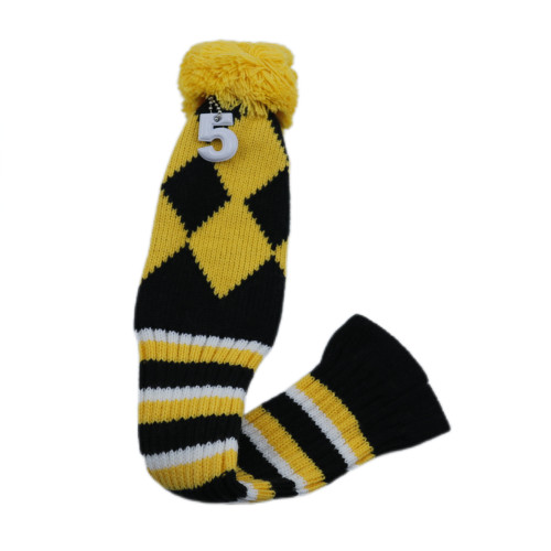 高爾夫球桿套高爾夫用品配件 高爾夫球桿黃色毛線菱形針織套 高爾夫球桿套高爾夫用品配件 高爾夫球桿黃色毛線菱形針織套
