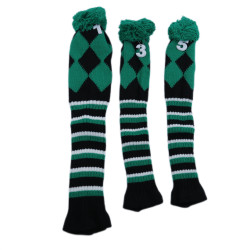 高爾夫球桿套高爾夫用品配件 高爾夫球桿綠色菱形毛線針織套