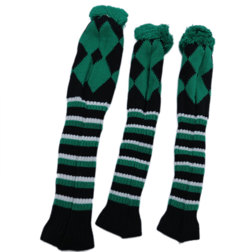 高爾夫球桿套高爾夫用品配件 高爾夫球桿綠色菱形毛線針織套