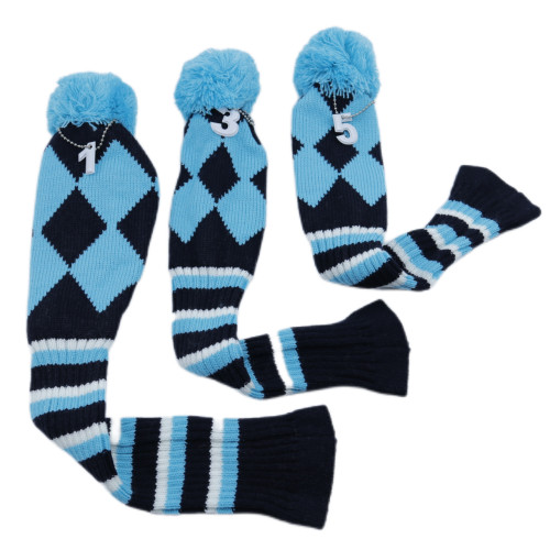 高爾夫球桿套高爾夫用品配件 高爾夫球桿深藍色毛線針織木桿套