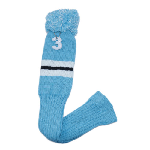 高爾夫毛線針織木桿套淺藍色135木球桿套高爾夫用品配件