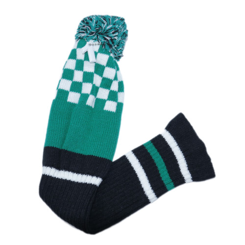 高爾夫球桿套綠色綠白格子毛線木桿套高爾夫用品