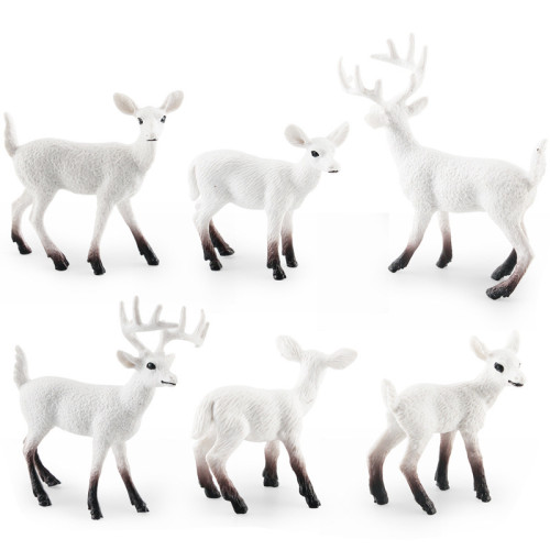仿真白尾鹿聖誕樹模型森林雪地白尾鹿松樹聖誕節桌面擺件 仿真白尾鹿聖誕樹模型森林雪地白尾鹿松樹聖誕節桌面擺件