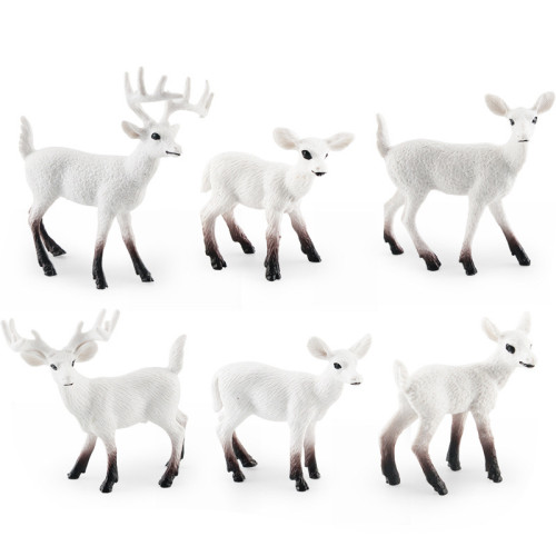 仿真白尾鹿聖誕樹模型森林雪地白尾鹿松樹聖誕節桌面擺件 仿真白尾鹿聖誕樹模型森林雪地白尾鹿松樹聖誕節桌面擺件