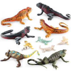 仿真蜥蜴變色龍兩棲動物模型豹紋守宮鬣蜥四腳蛇擺件玩具